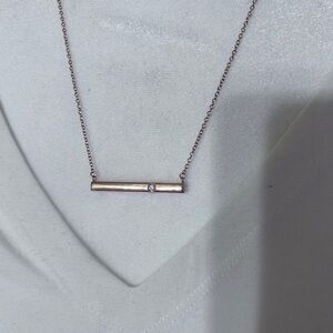 Silpada Vintage Minimal Rose Gold Bar Necklace with Single Crystal, new